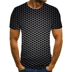 Round hole metallic texture t shirt t shirt 3D special texture man different Cool art costume