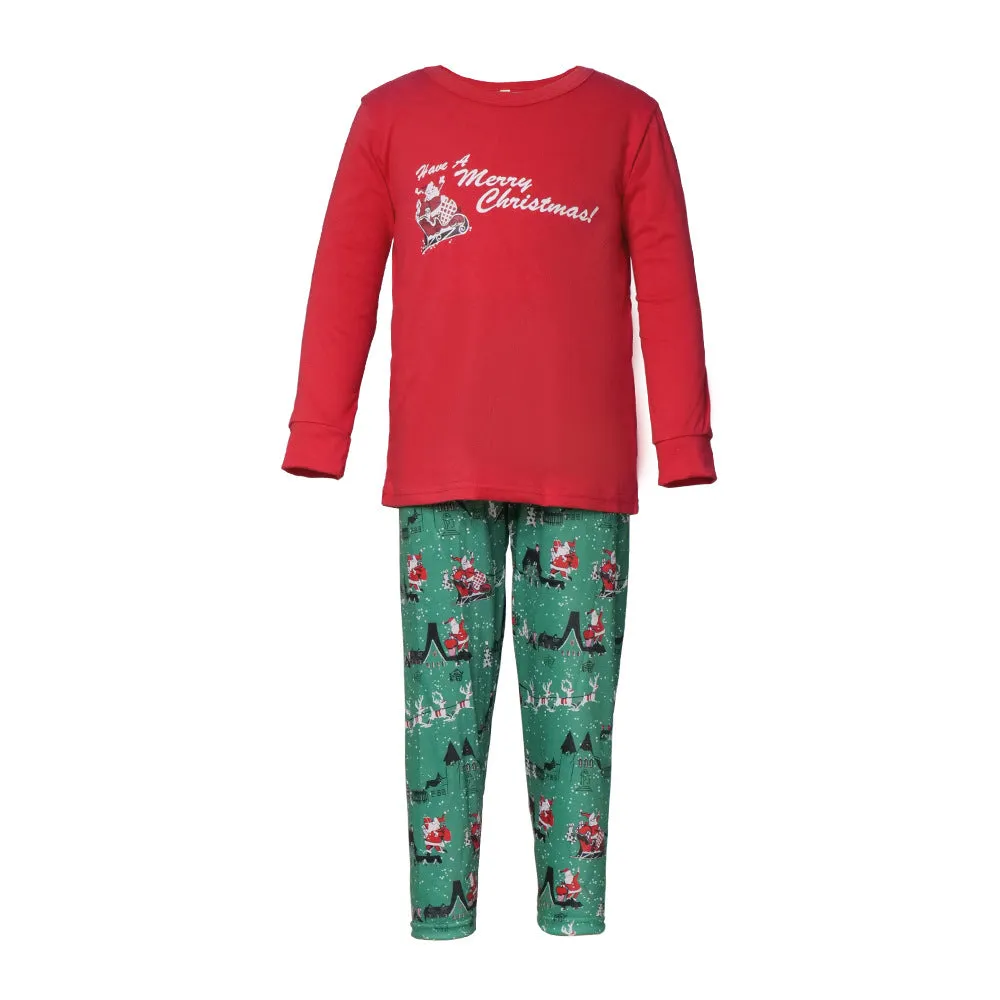 Santa Claus Printed Cotton Parent-Child Pajamas Matching Set