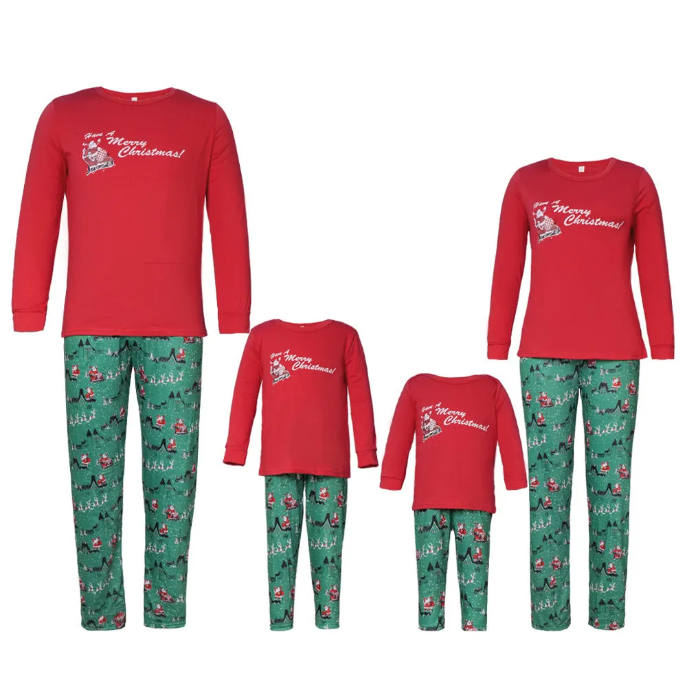 Santa Claus Printed Cotton Parent-Child Pajamas Matching Set