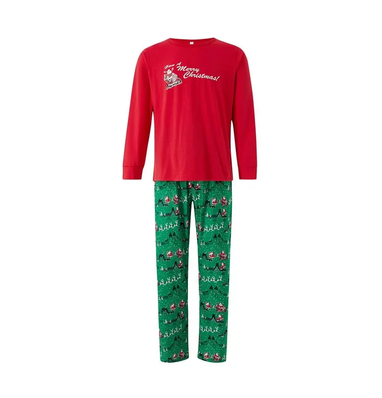 Santa Claus Printed Cotton Parent-Child Pajamas Matching Set