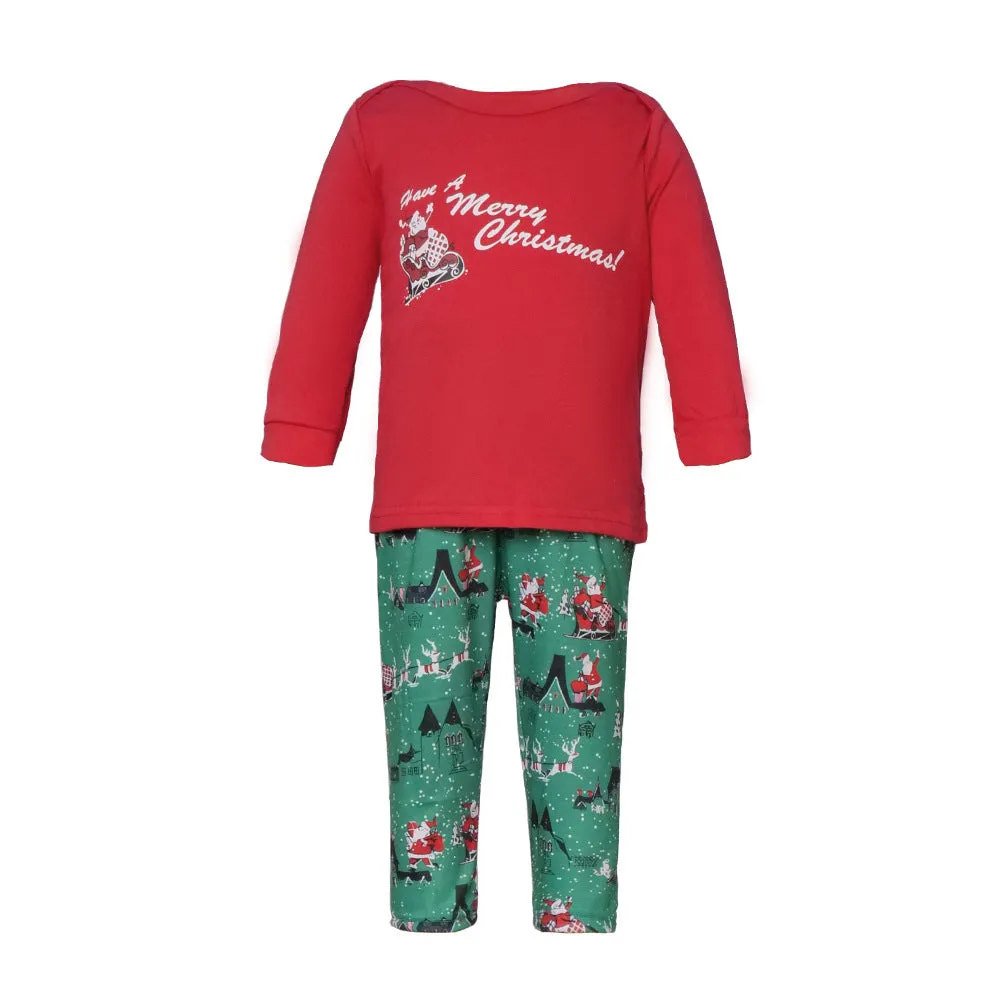 Santa Claus Printed Cotton Parent-Child Pajamas Matching Set