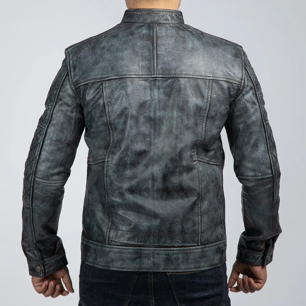 Shooter Distressed Leather Biker Jacket