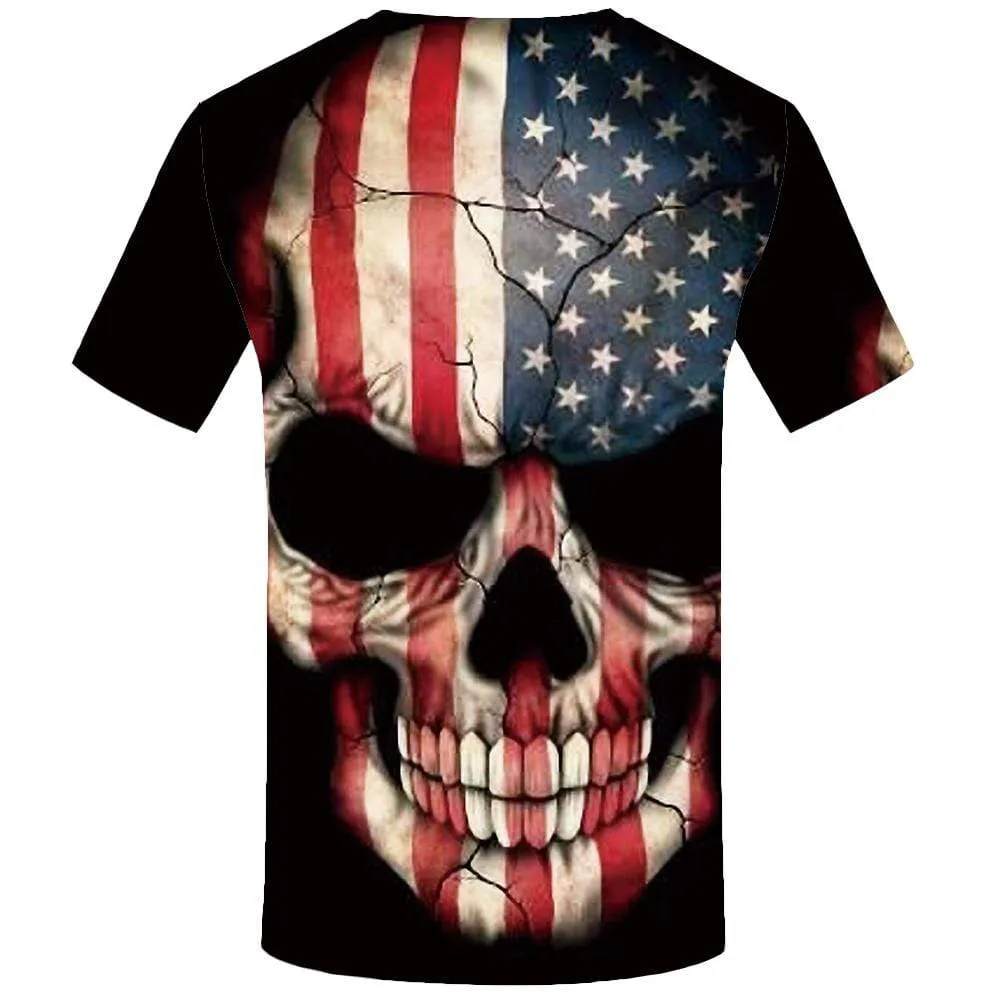 Skull T-shirts Men American Flag T shirts Funny Usa T-shirt 3d Graffiti Tshirts Print Punk Tshirt Anime Mens Fashion