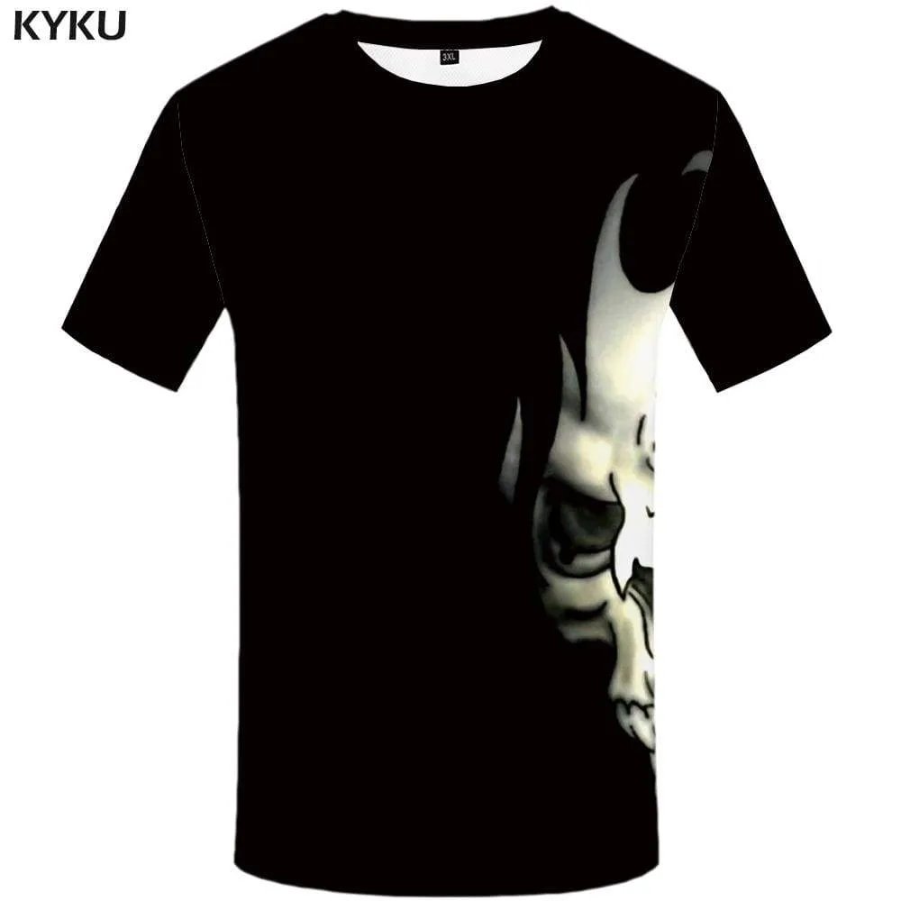 Skull T-shirts Men Black Tshirt Anime Gothic T shirts Funny Harajuku Tshirts Print T-shirt 3d Mens Clothing Hip hop Unisex