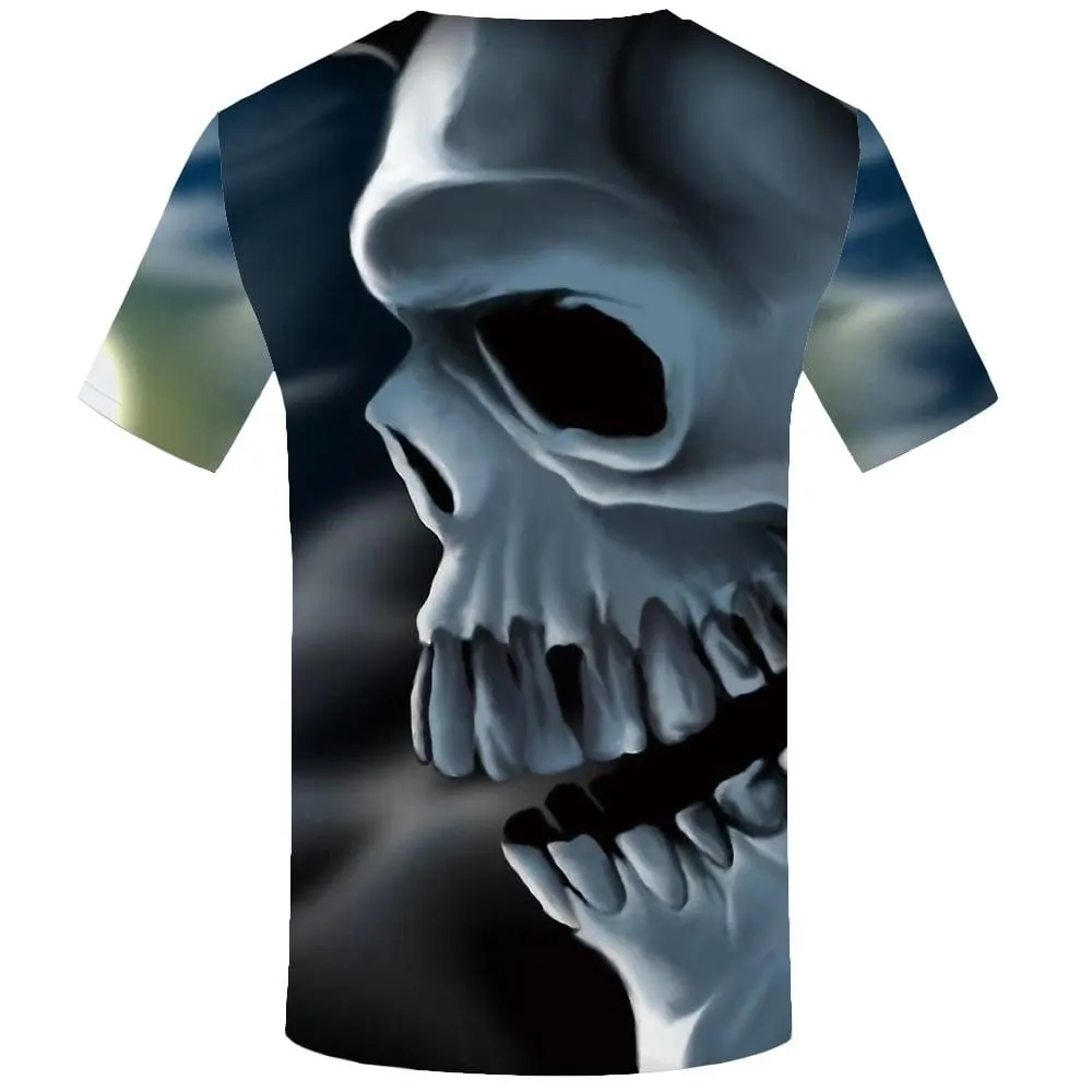 Skull T-shirts Men Psychedelic Tshirts Print White T-shirt 3d Gothic T shirts Funny Harajuku Tshirt Anime Mens Clothing Graphic