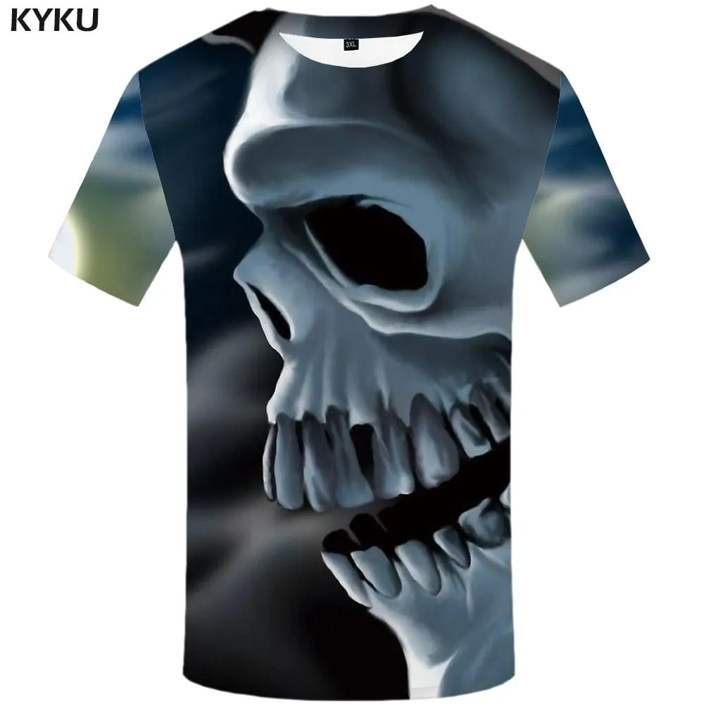 Skull T-shirts Men Psychedelic Tshirts Print White T-shirt 3d Gothic T shirts Funny Harajuku Tshirt Anime Mens Clothing Graphic