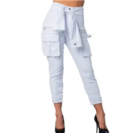 SNOB All Tied Up DENIM High Waist Stretchy Jeans- White