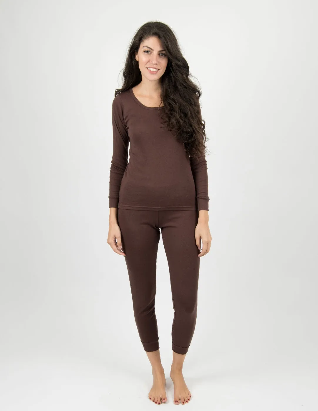 Solid Color Brown Matching Family Pajama Set