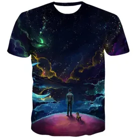 Space T shirts Men Nebula T-shirts 3d Galaxy T-shirts Graphic Universe Shirt Print