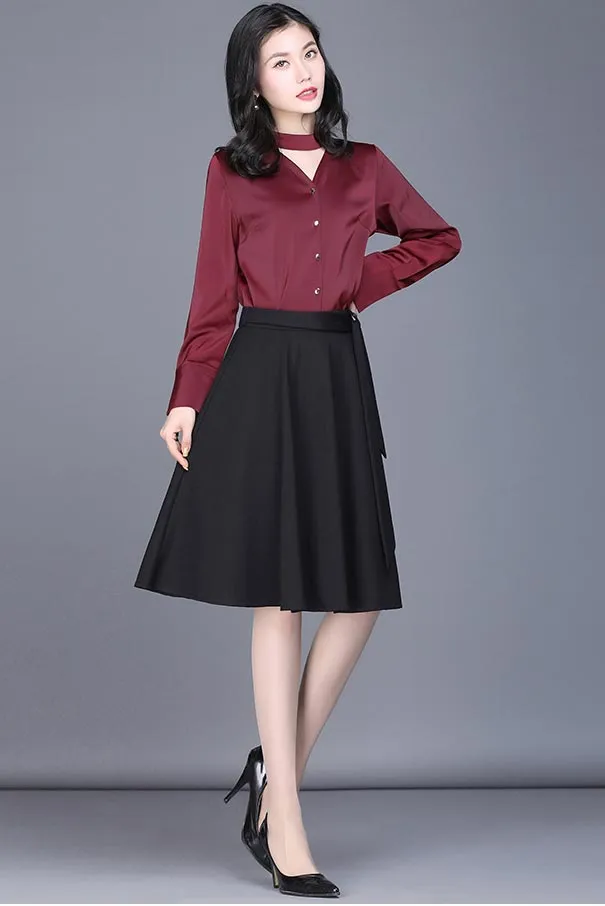 spring high waist women commuter pleated skirt CYM320