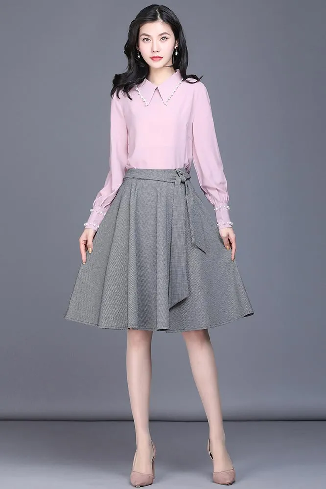 spring high waist women commuter pleated skirt CYM320