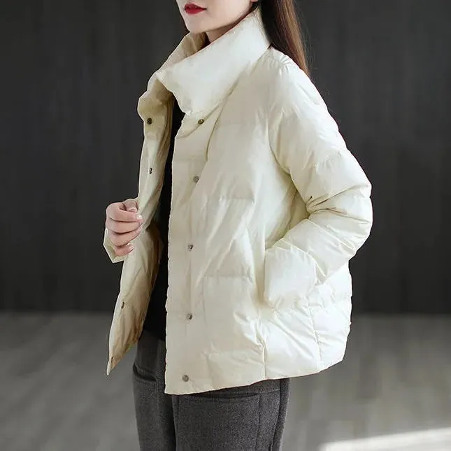 Stand-up Collar Down Padded Jacket Women Loose And Thin Stand-up Collar