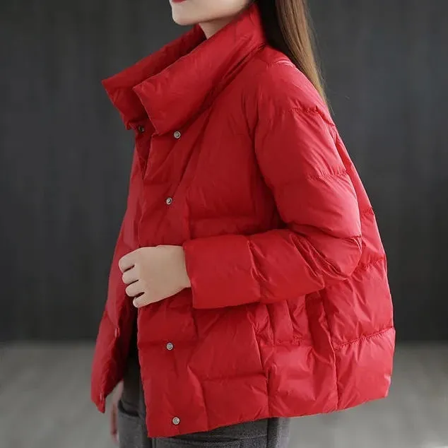 Stand-up Collar Down Padded Jacket Women Loose And Thin Stand-up Collar