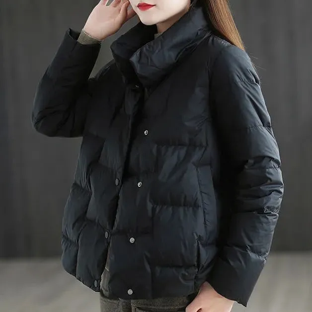 Stand-up Collar Down Padded Jacket Women Loose And Thin Stand-up Collar