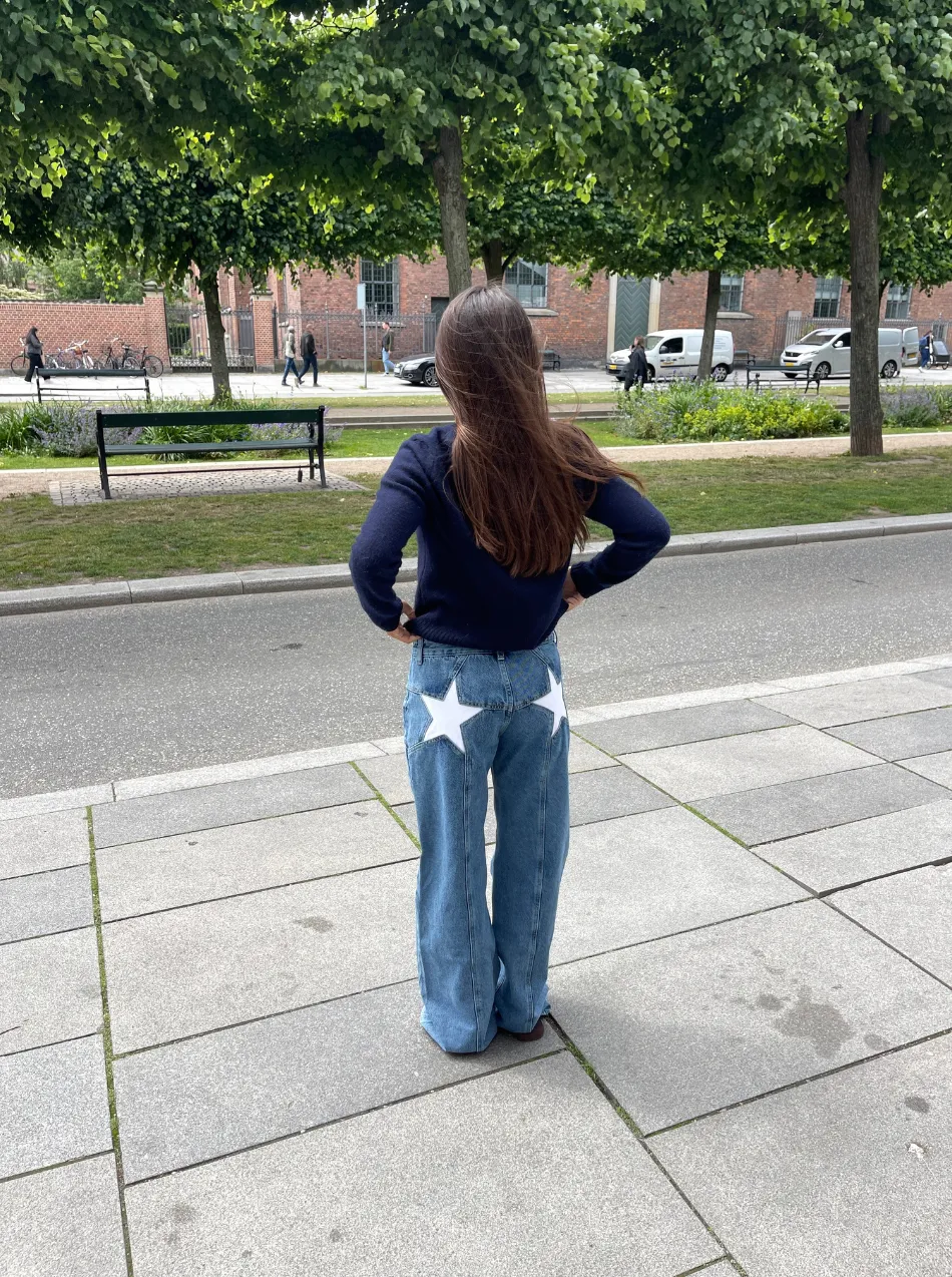 Star Jeans With White Stars