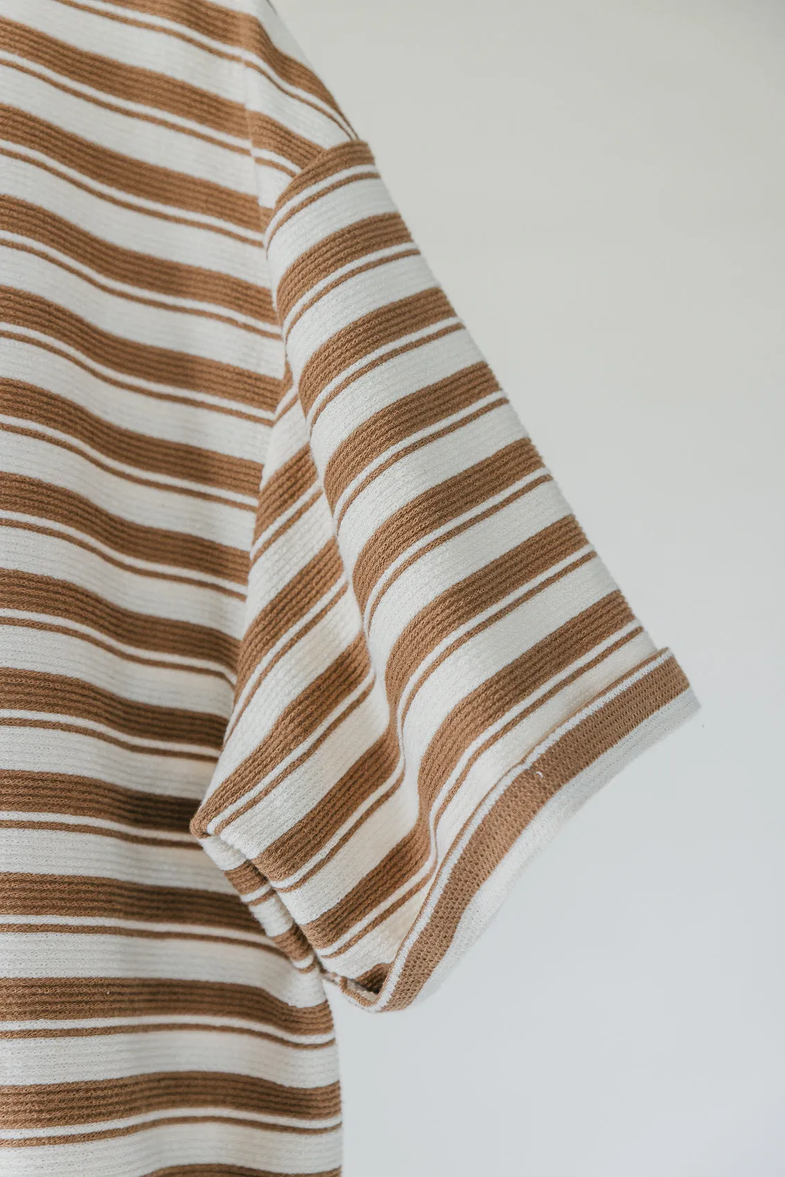 Striped Textured T-shirt - Brown and Cream