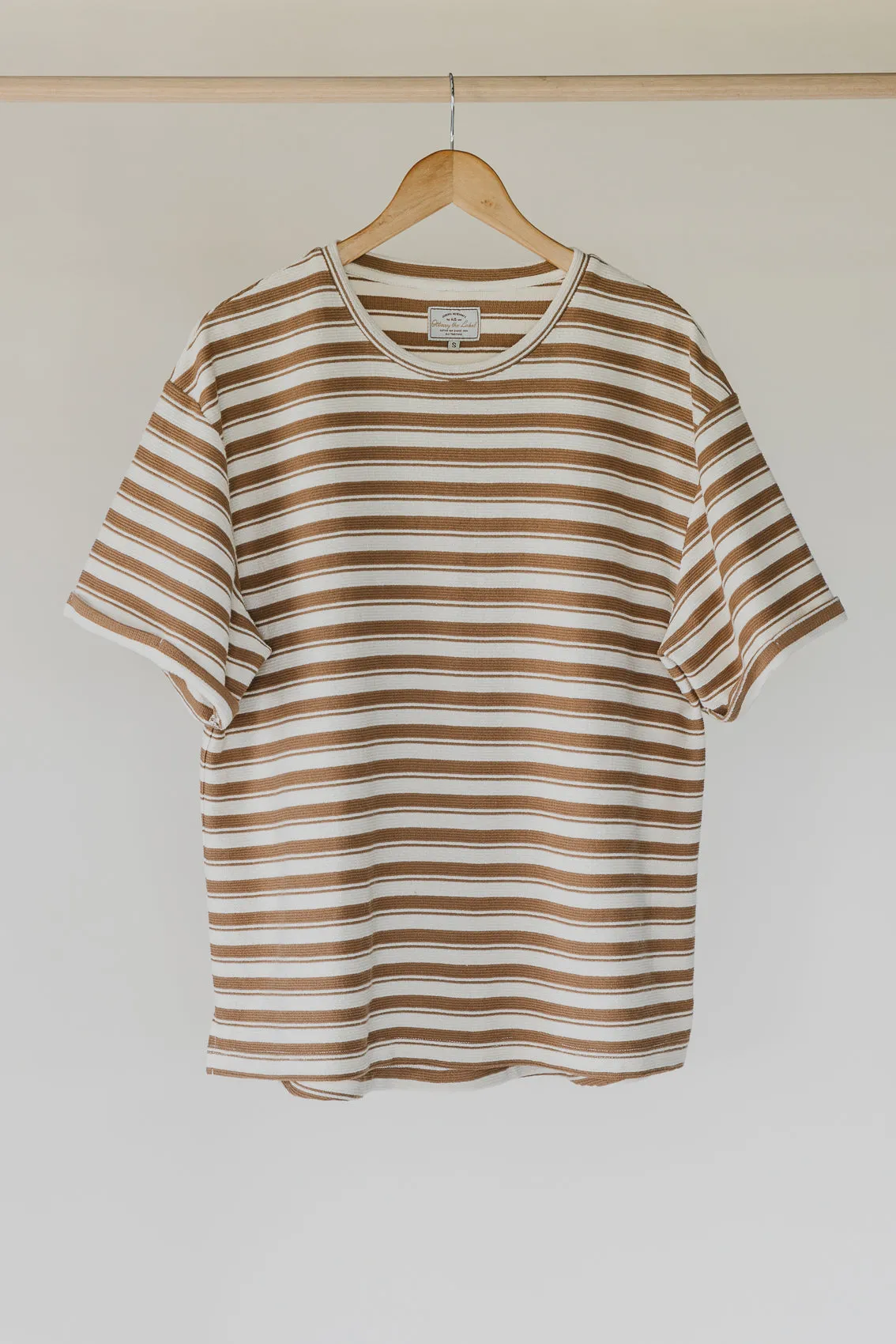 Striped Textured T-shirt - Brown and Cream