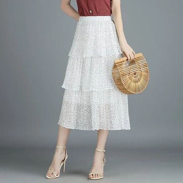 Summer Casual Polka Dot Bud Lace Skirt