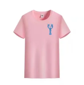 T-Shirt Blue Lobster on chest Pink