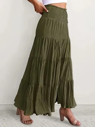 Temperament Mid-waist Big Swing Skirt