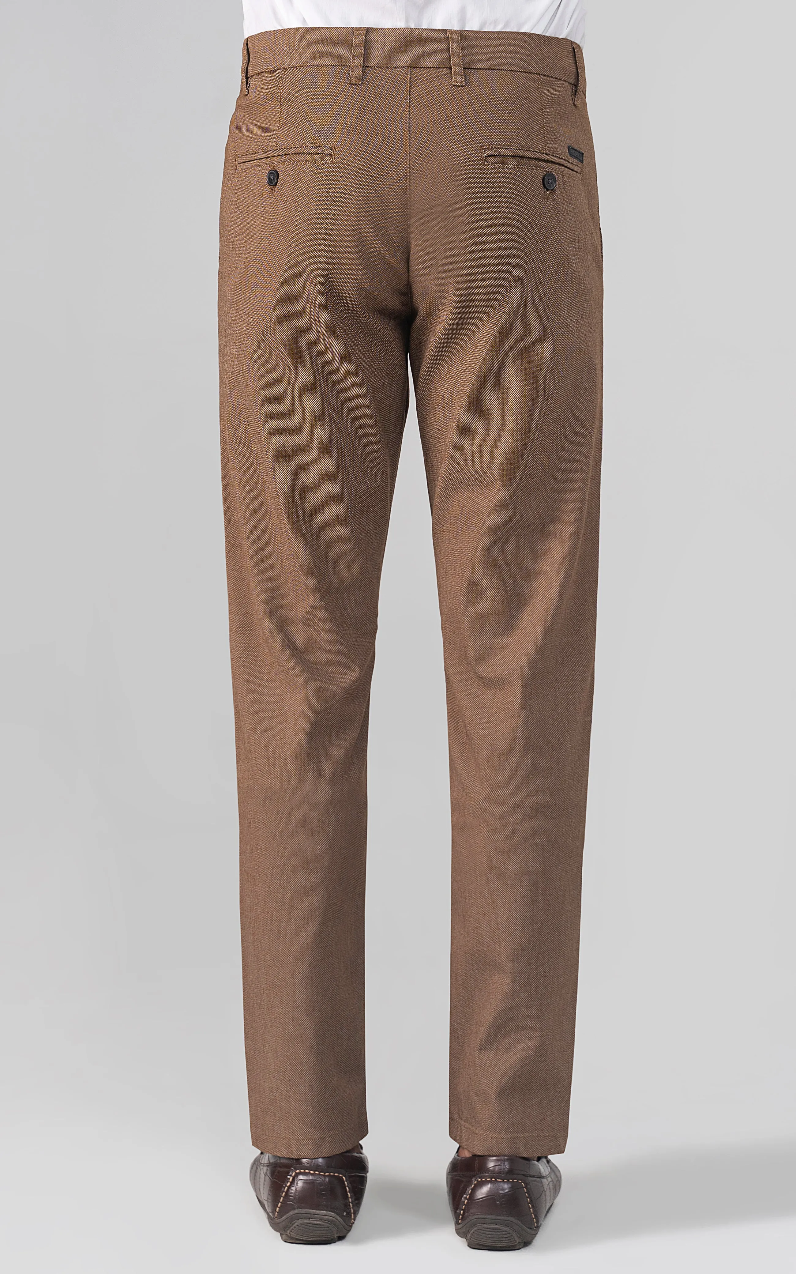 TEXTURED SMART FIT CASUAL PANT CAMEL