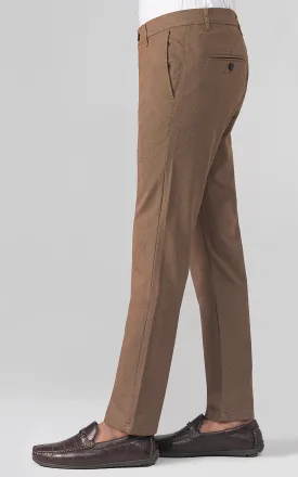 TEXTURED SMART FIT CASUAL PANT CAMEL