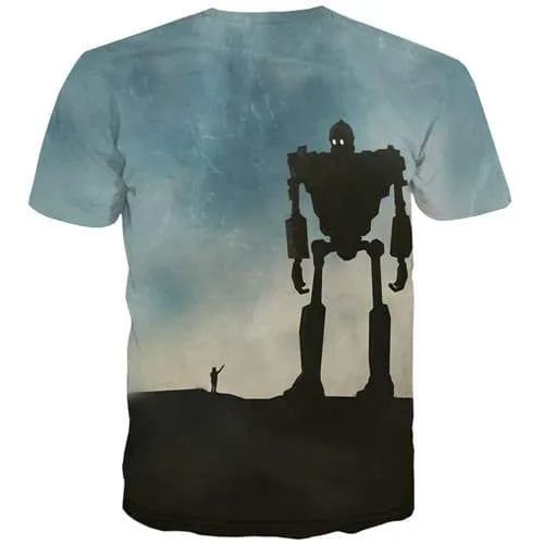 The Iron Giant T-shirt Men Metal T-shirts 3d Comic T-shirts Graphic United States Tshirt Anime Gothic Shirt Print Short Sleeve