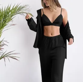 Three Piece Satin Pajamas