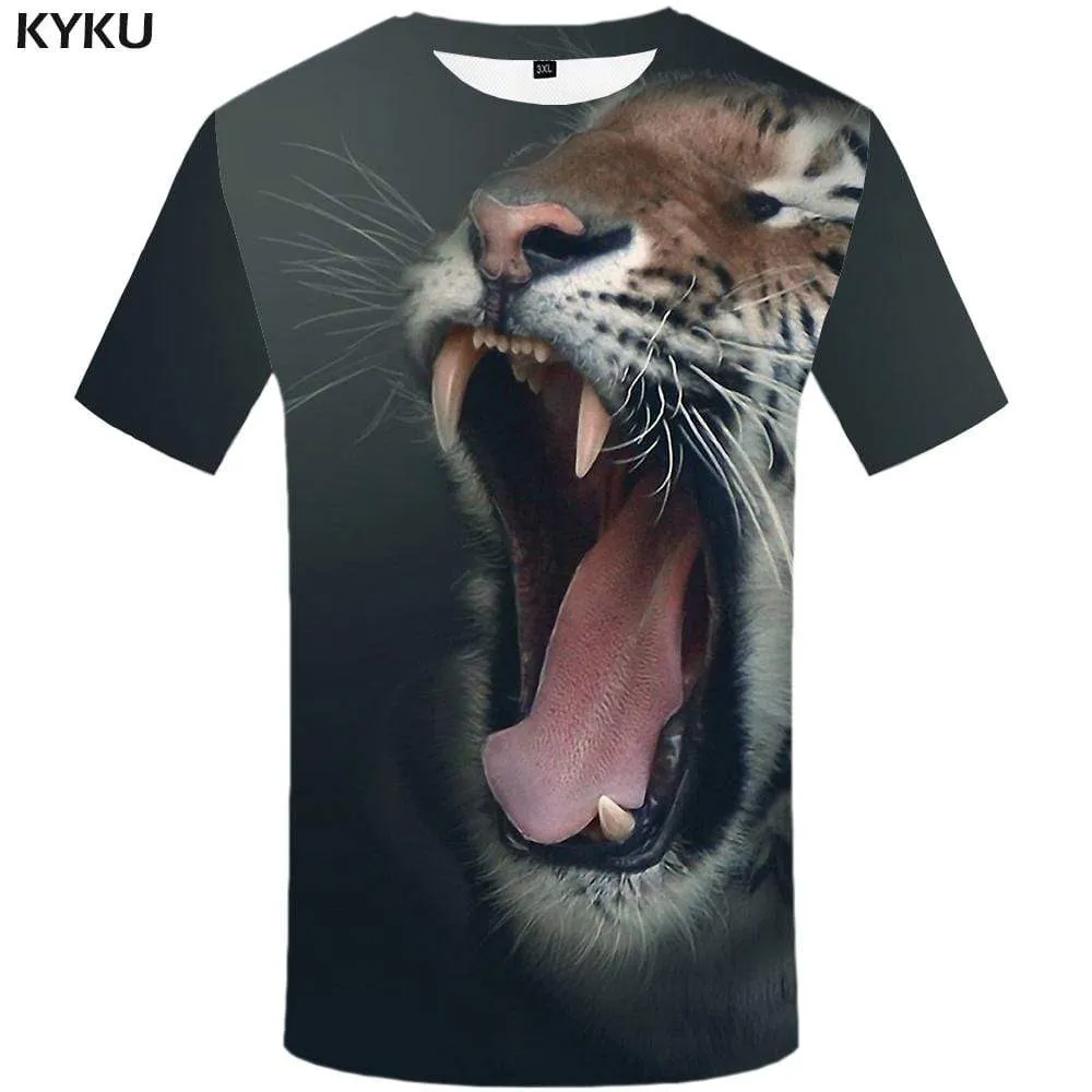 Tiger T shirt Men Animal T shirts Funny Angry Tshirt Anime Abstract T-shirt 3d Funny Tshirts Print Mens Fashion Hip hop Unisex