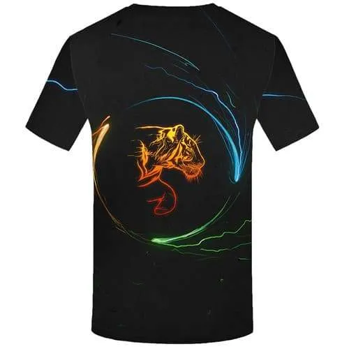 Tiger T-shirt Men Black T-shirts 3d Animal T shirts Funny Lightning Tshirts Cool Space Tshirt Anime Short Sleeve Full Print