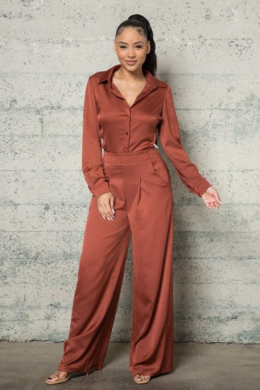 TWO PIECE MATTE SATIN SET