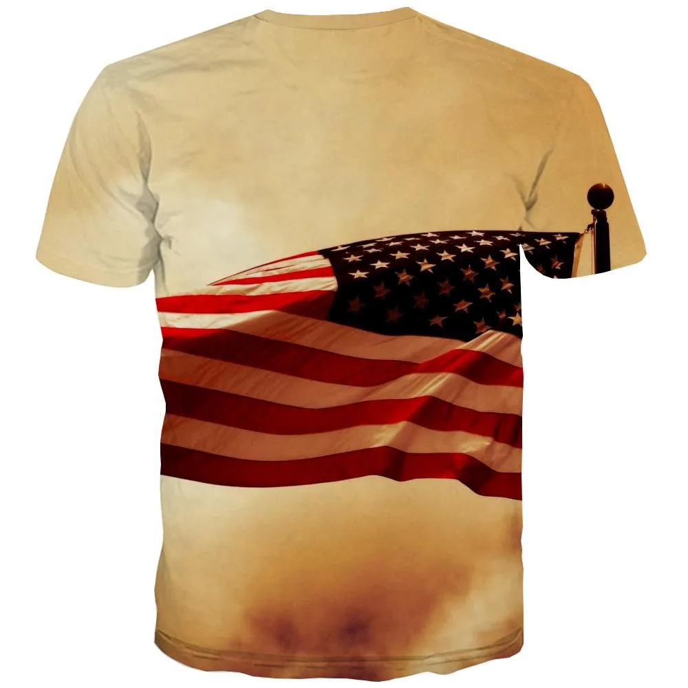 USA T shirts Men Flag T-shirts 3d Statue Shirt Print Country Tshirts Cool