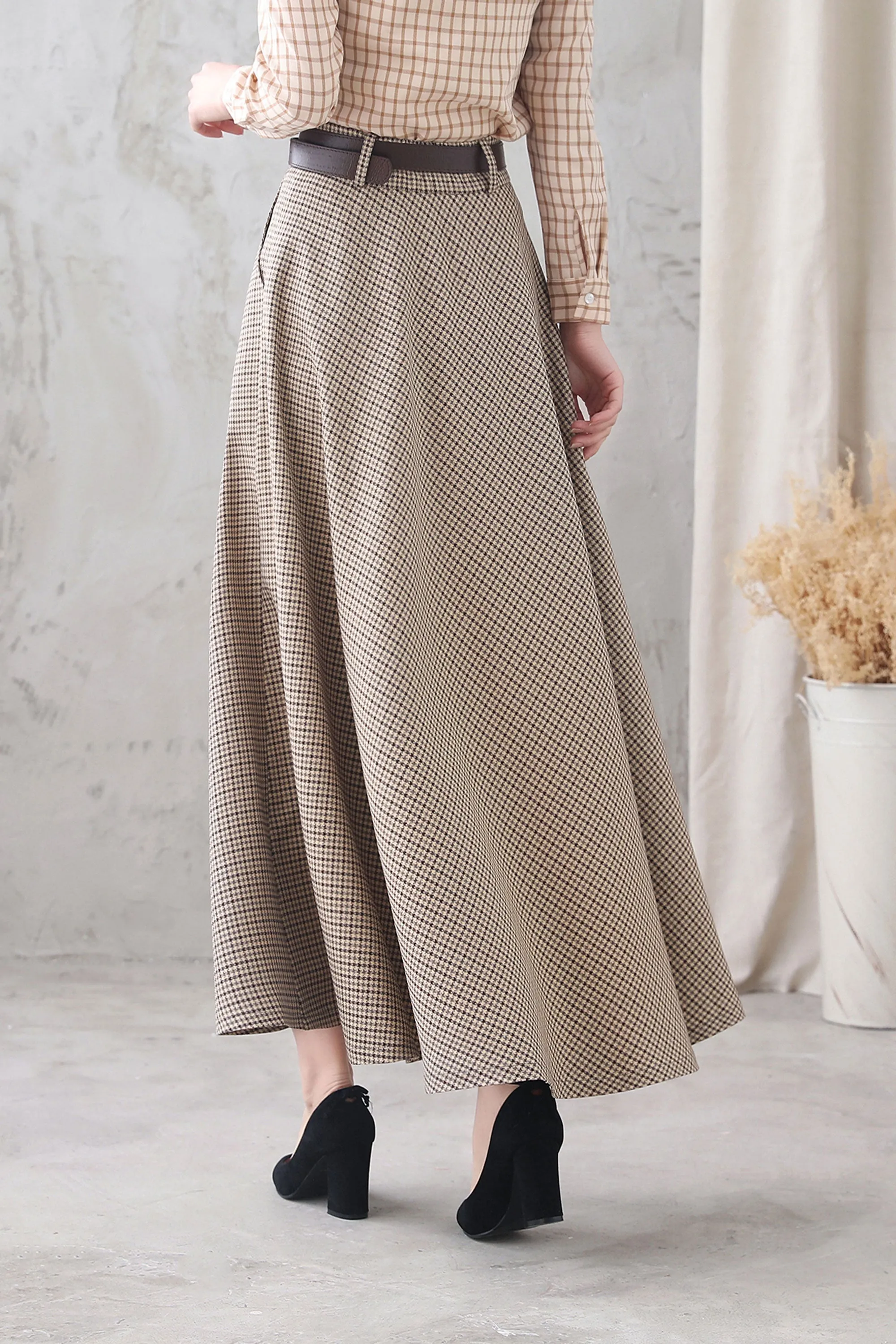 Vintage Inspired A Line Maxi Skirt with pockets 3349