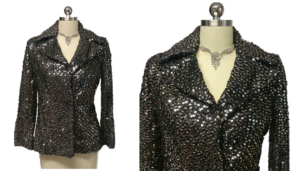 *VINTAGE JOHN HELLER SPARKLING JACKET ENCRUSTED WITH SEQUINS - PERFECT FOR THE HOLIDAYS