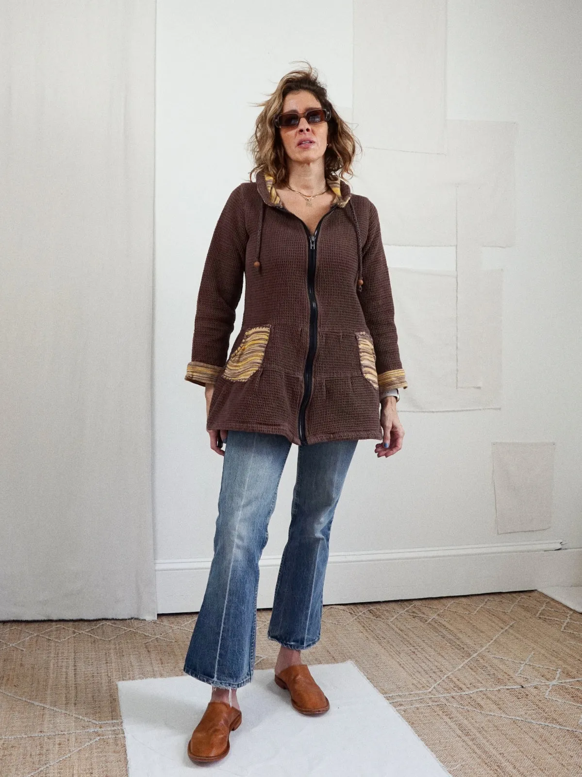 Waffle Knit Nutmeg Hoodie Tunic