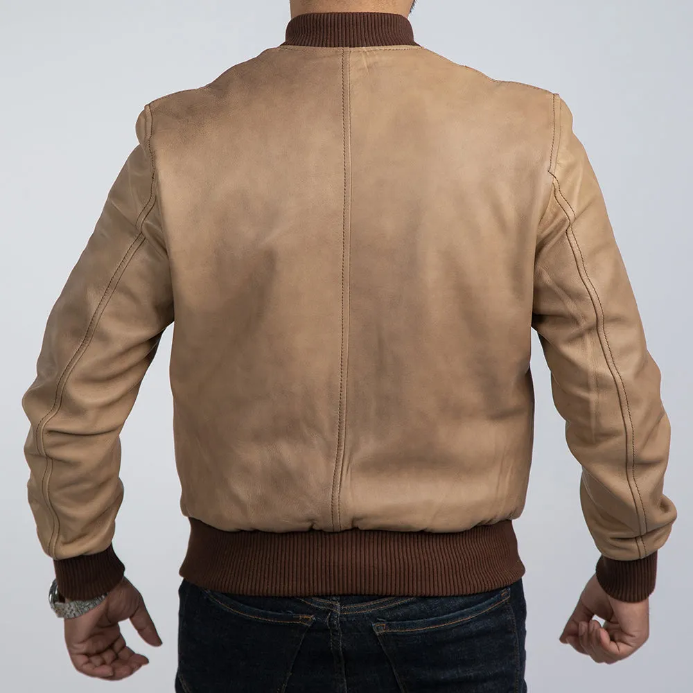 Walkman Brown Leather Bomber Jacket