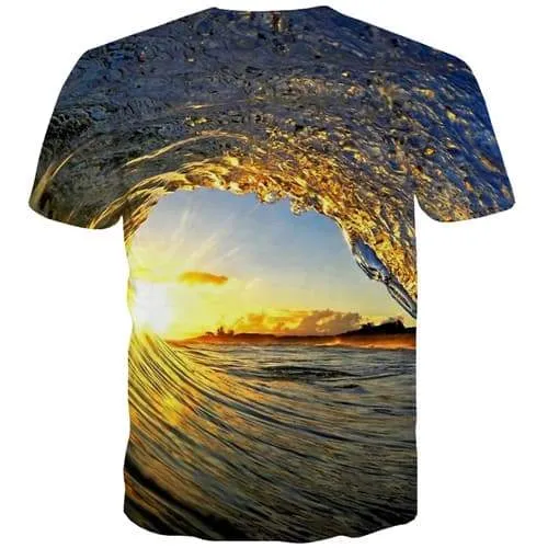 Wave T-shirt Men Harajuku Tshirts Cool Water Tshirt Anime Abstract T shirts Funny Gothic Tshirt Printed Short Sleeve Hip hop