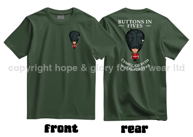 Welsh Guards Buttons in Fives Double Print T-Shirt