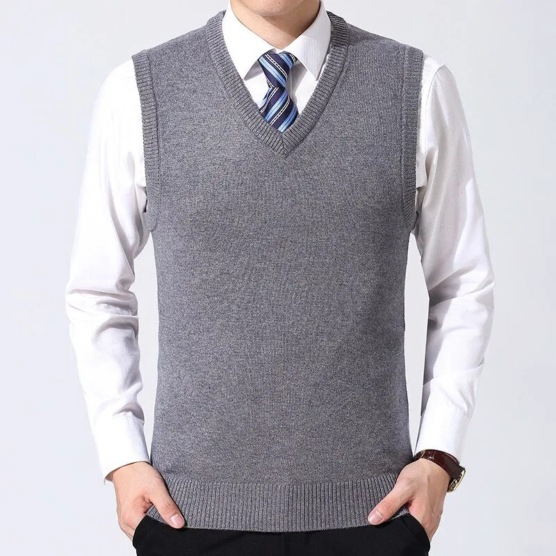 West Louis™ Brand Knitted Wool Sleeveless Vest Pullover Sweater