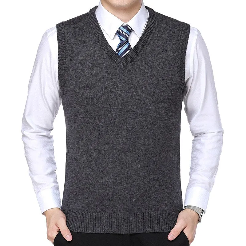 West Louis™ Brand Knitted Wool Sleeveless Vest Pullover Sweater