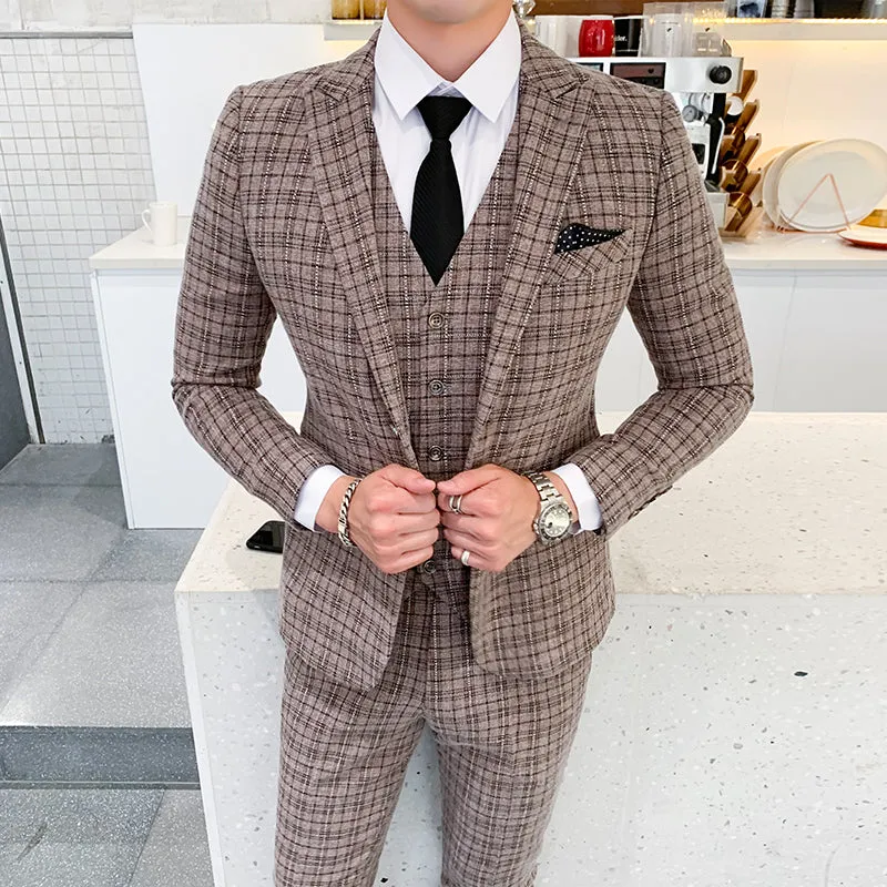 West Louis™ British Style Business Three Piece Set Suit