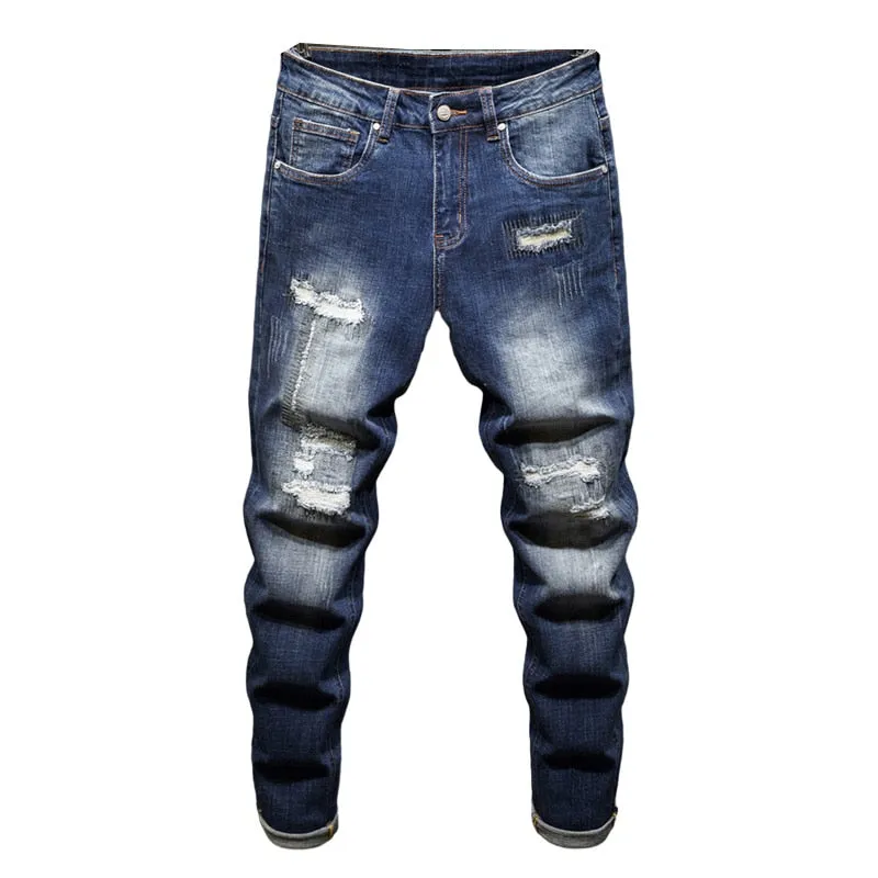 West Louis™ Distressed Ripped Hip Hop Style Denim Jeans