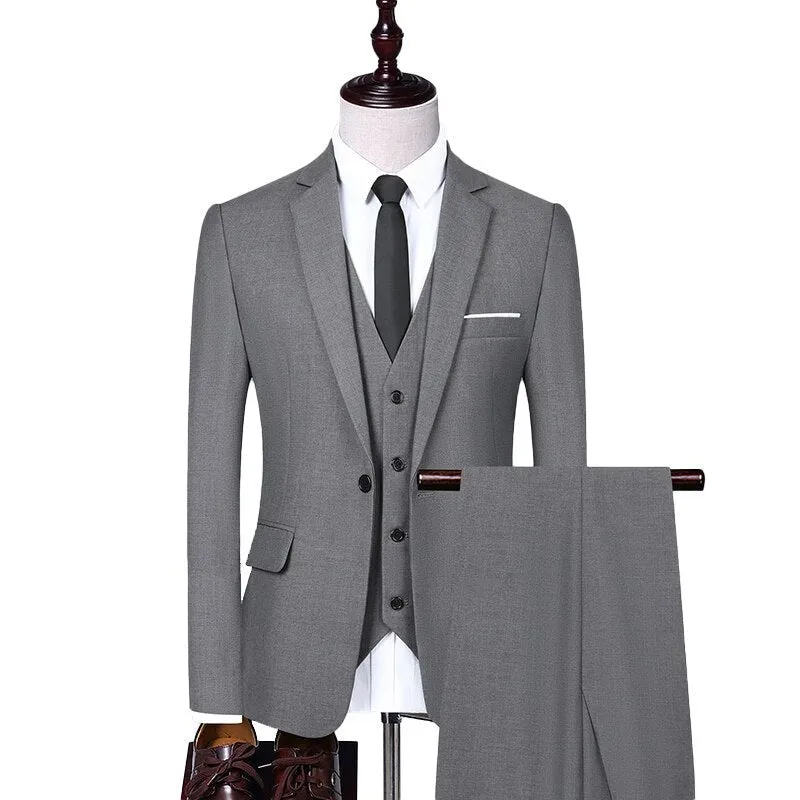 West Louis™ Fashion Solid Color Business Office 3-Piece Suit