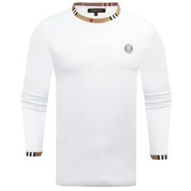 White Men's Long Sleeves t-shirt Crewneck Fashion Style