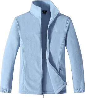 Wholesale Men's Full Zip Thermal Jackets With Pockets Soft Polar Fleece Coat - Blue