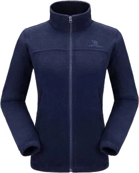 Wholesale Women's Full Zip Thermal Jackets With Pockets Soft Polar Fleece Coat - Navy