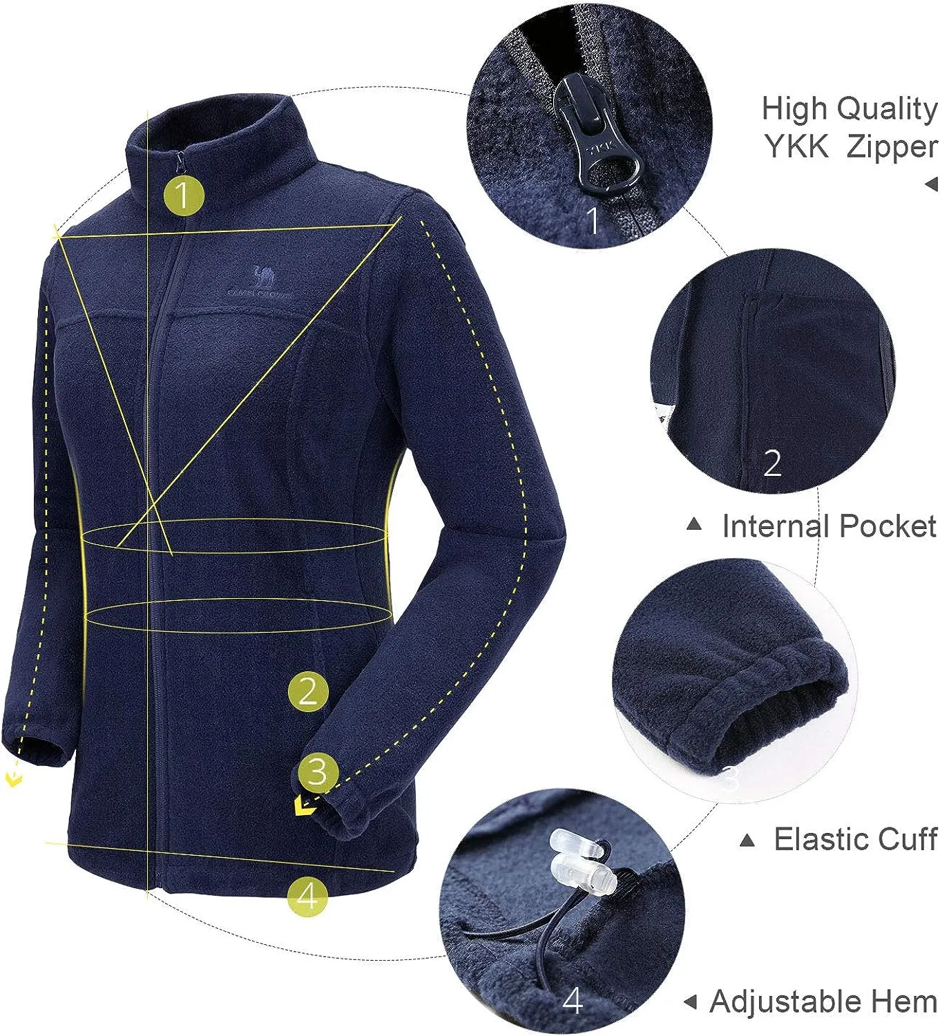 Wholesale Women's Full Zip Thermal Jackets With Pockets Soft Polar Fleece Coat - Navy