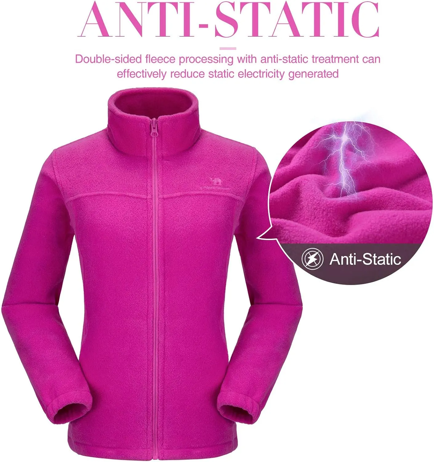 Wholesale Women's Full Zip Thermal Jackets With Pockets Soft Polar Fleece Coat - Pink