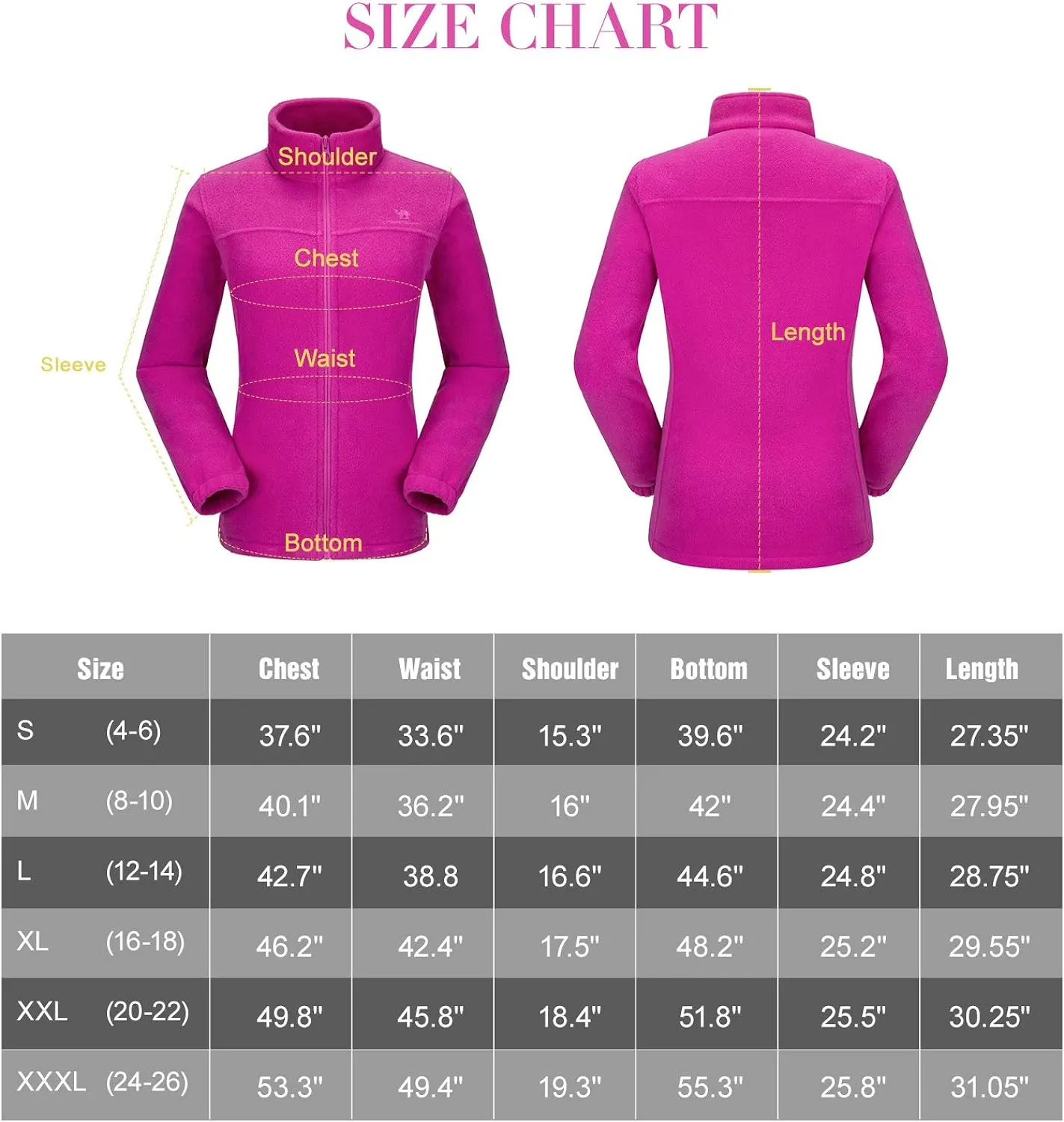 Wholesale Women's Full Zip Thermal Jackets With Pockets Soft Polar Fleece Coat - Pink