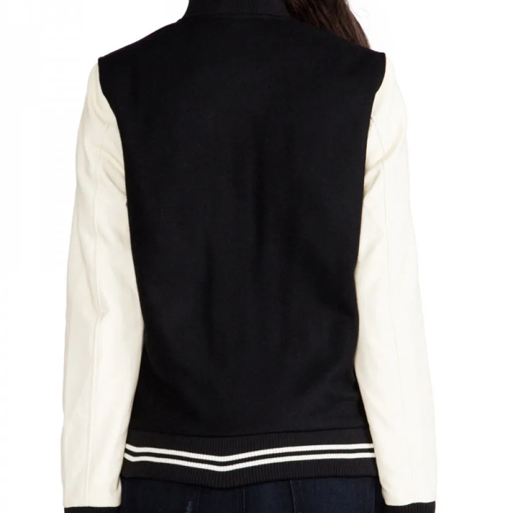 Women's Black And Cream Varsity Jacket